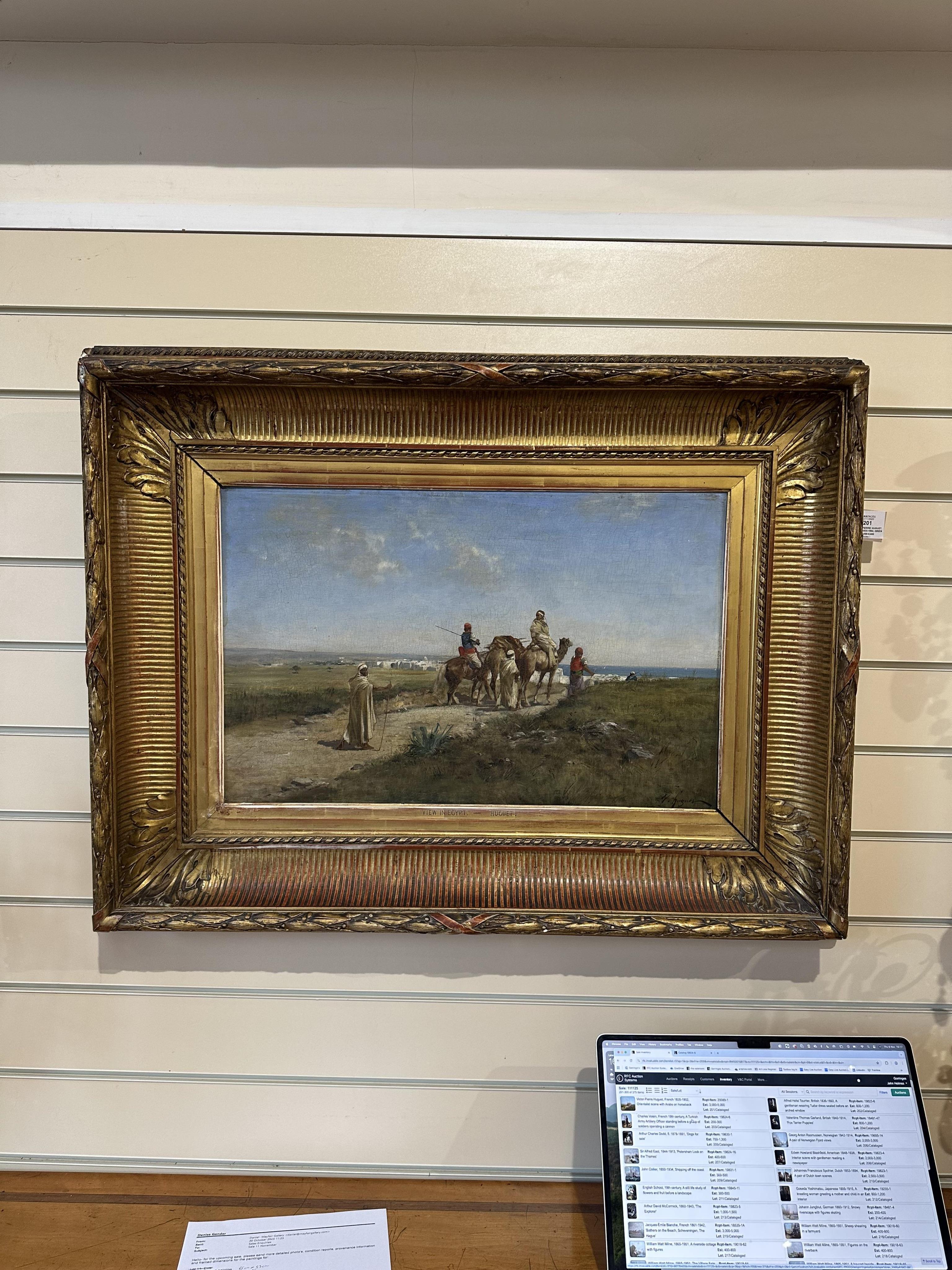 Victor-Pierre Huguet, French 1835-1902, Orientalist scene with Arabs on horseback